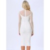 INSPIRE CHIC Women's Mesh Mock Neck Long Sleeve Ruch Elegant Cocktail Bodycon Dress - 3 of 4