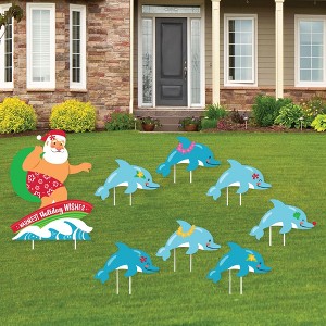 Big Dot of Happiness Tropical Christmas - Yard Sign and Outdoor Lawn Decorations - Beach Santa Holiday Party Yard Signs - Set of 8 - 1 of 4
