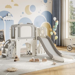 Toddler Slide with Basketball Hoop, Ring Toss & Telescope, Indoor Outdoor Playset for Kids Ages 1-3, Playground Gift - 1 of 1