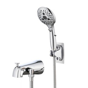 SEVOBAL Shower Faucets, Lift-Up Diverter Bathtub Faucet with Handheld Shower in Chrome Finish, Silver, 11.42"*8.67"*3.94" - 1 of 4