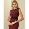 Hobemty Women's Office Sleeveless Contrast Color Sheath Dresses - 4 of 4