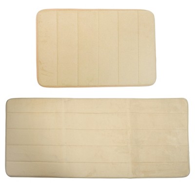 Unique Bargains Bathroom Rugs Polyester Bath Mat Machine Washable Beige Cobblestone Pattern 23.62x15.75