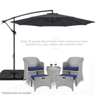 10ft Gray Aluminum Offset Patio Umbrella with Easy Tilt Adjustment