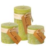 Green Grape Timber Pillar Candles Kit - Set of 3