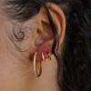 14K Gold Plated Triple Huggie Illusion Stud Earrings | Double Huggie Hoop Earrings for One Hole | Gold Hoop Earrings for Women - 4 of 4