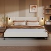 KWPZQEB Queen/King Size Chic Boucle Bed Frame with Integrated Lights, Modern Bed Frame with Upholstered Headboard & Shelves, No Box Spring Required - 2 of 4
