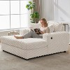 60" Oversized Chaise Lounge - Sofa bed with cup holder, USB/Type-C charging & throw pillows. Plush cozy reading chair for home. - 3 of 4