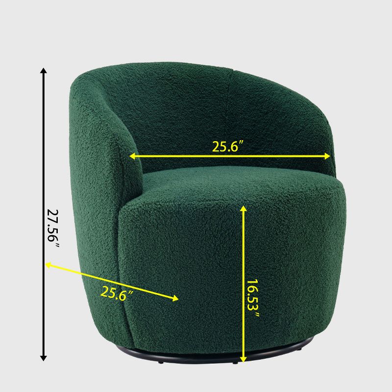 360° Swivel 25.60'' Wide Soft Touch Modern Teddy Tiny Upholstered Barrel Varity Chairs -The Pop Maison, 4 of 8