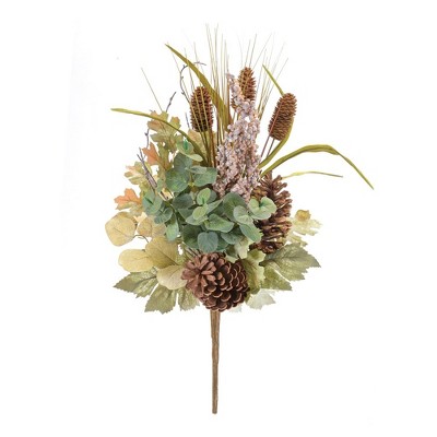 Mixed Fall Foliage Bush with Pinecones and Berries, 23" Height