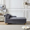 Modern Velvet Chaise Lounge Chair w/Storage&Round Pillow,Soft Upholstery,Easy Assembly,Stylish Gold Legs, for Bedroom, Living Room - 2 of 4