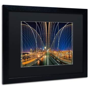 Trademark Fine Art -David Ayash 'Brooklyn Bridge Panorama' Matted Framed Art