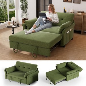 Dyonery Chenille Sleeper Sofa Bed, 3-in-1 Pull Out Loveseat with 5-Position Reclining Backrest, Side Pocket & Tool-Free Assembly - 1 of 4