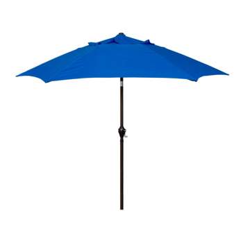 9' x 9' Aluminum Market Patio Umbrella with Crank Lift and Push Button Tilt Pacific Blue - Astella