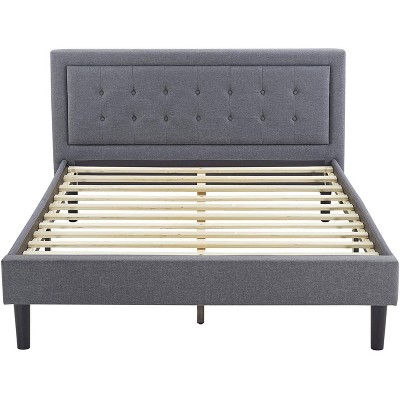 Classic Brands Mornington Modern Contemporary Tufted Upholstered Platform Bed with Headboard, Wood Frame, and Wood Slat Support, Queen, Light Grey