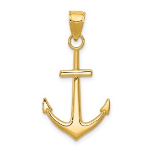 Black Bow Jewelry 14k Yellow Gold Classic Polished Anchor Pendant, 18 x 33mm - 1 of 4