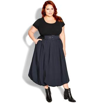City Chic Plus Size Dress Love Pleat E/S in Navy, Size 14 at  Women's  Clothing store