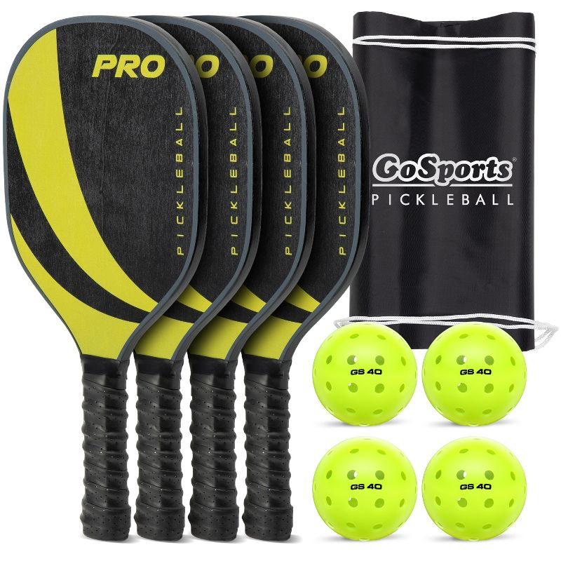 GoSports Pickleball Set with 4 Paddles, 4 Regulation Pickleballs and Carry Case, 1 of 8
