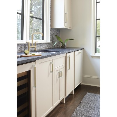 Polished Nickel and Champagne T-Handle Cabinet Knob