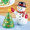 Collections Etc 2-Piece Cheerful Holiday Snowman Salt & Pepper Set - 2 of 3