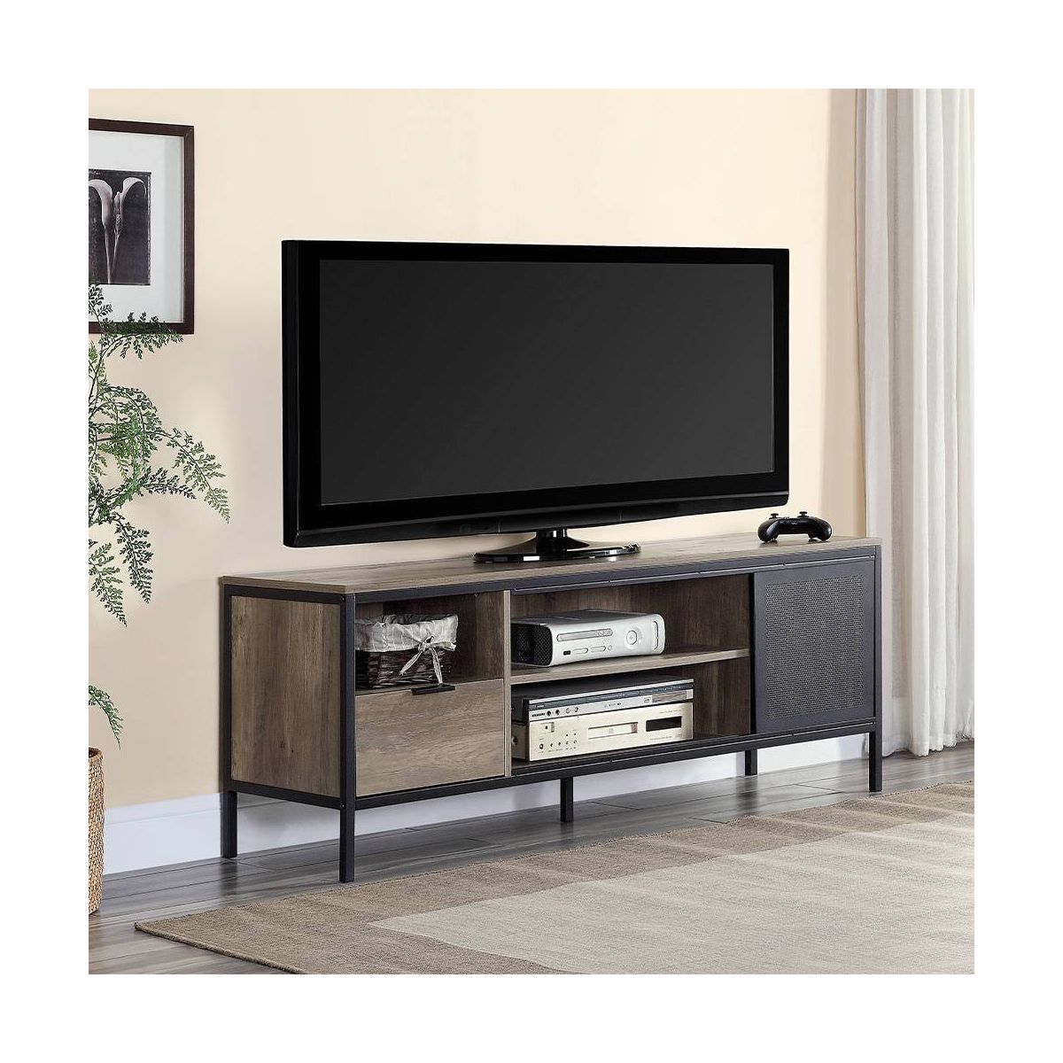 Acme Furniture Nantan TV Stand for TVs up to Rustic Oak/Black Finish - thumbnail 7