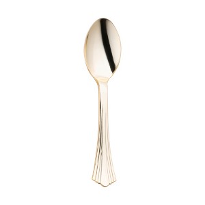 Smarty Had A Party Shiny Metallic Groove Gold Plastic Spoons - 600 pcs - 1 of 4