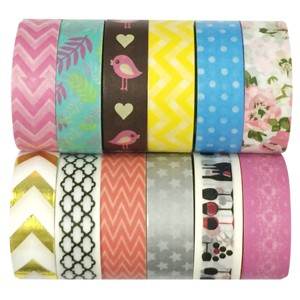 Wrapables Washi Tapes Decorative Masking Tapes, Set of 12 - 1 of 4