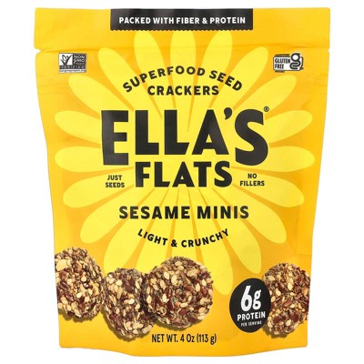 Ella's Flats, Superfood Seed Crackers, Sesame Minis, 4 oz