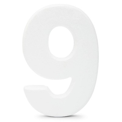 Bright Creations White 12-Inch Decorative Foam Number 9 for Crafts & Wedding Party Home Wall Decor