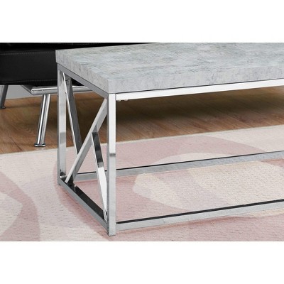 Gray Cement and Chrome Rectangular Coffee Table