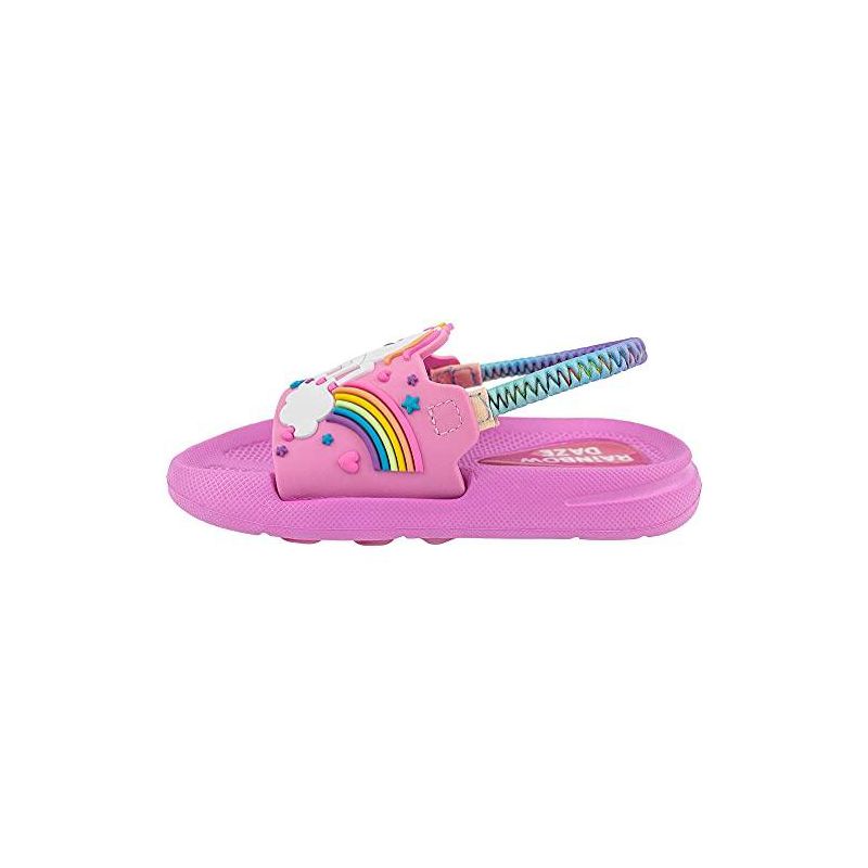 Rainbow Daze Slide Sandal, Mermaid/Shark/Unicorn Molded Slides With Elastic Back Strap, Toddler Size 5-12, Purple/Blue/Pink, 3 of 8