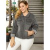 Agnes Orinda Women's Plus Size Classic Denim Long Sleeve with Pockets Fashion Jean Jackets - 2 of 4
