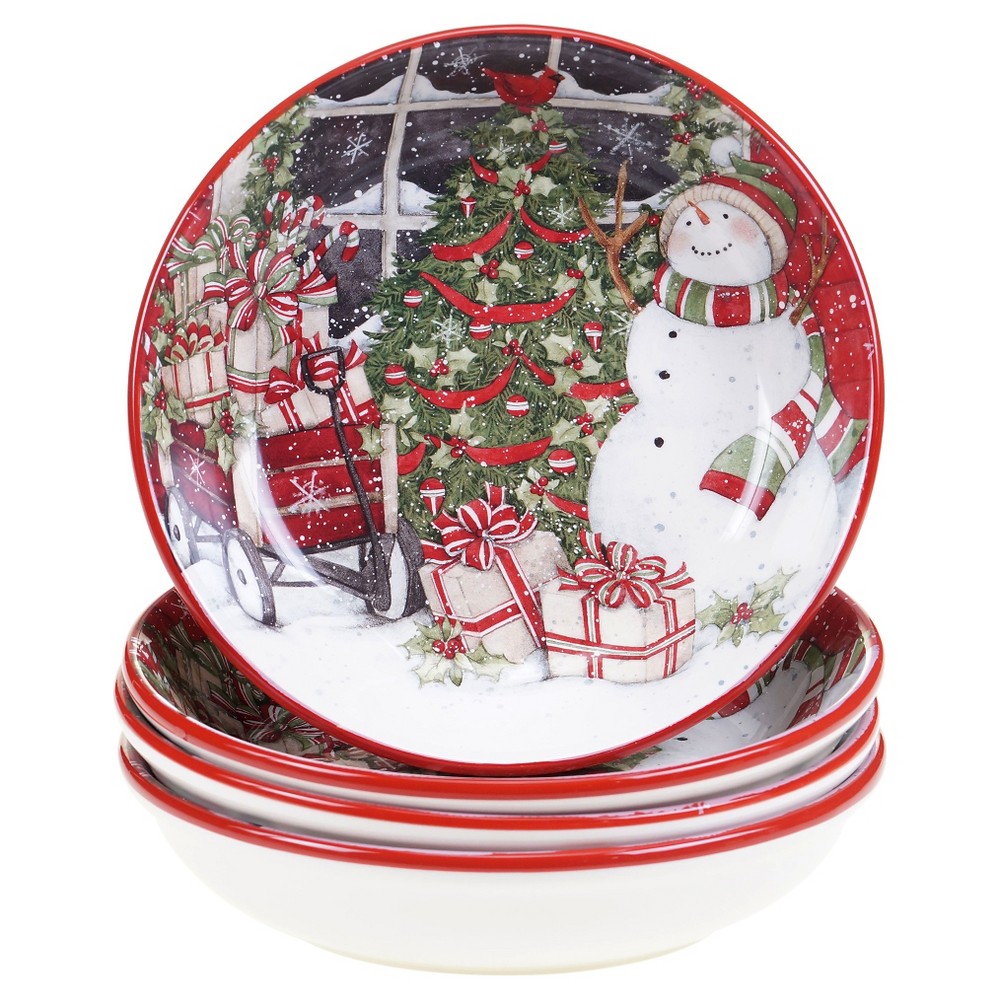 UPC 730384080366 product image for Soup/Pasta Bowl Certified International Snowman's Sleigh 40oz Set of 4 | upcitemdb.com