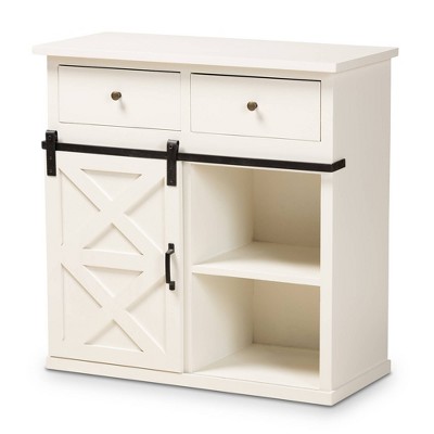 Nadia Wood and Metal 2 Door Sideboard Buffet White/Black - Baxton Studio