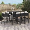 vidaXL Patio Bar Set Outdoor Wicker Table and Stool with Cushions Poly Rattan - Black 8 Piece - 2 of 4