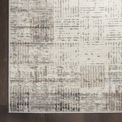 Modern Ivory Abstract Runner Rug 2'2" x 18' - Easy Care Synthetic