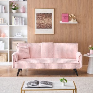 Minimalist style, straight-line corduroy sofa suitable for sitting and lying in the living room and bedroom - 1 of 4