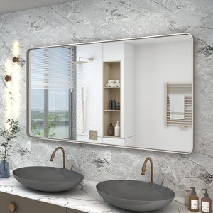 KIOTEE Rectangular Aluminum Alloy Framed and Tempered Glass Wall Bathroom Vanity Mirror in Matte Black - 1 of 4