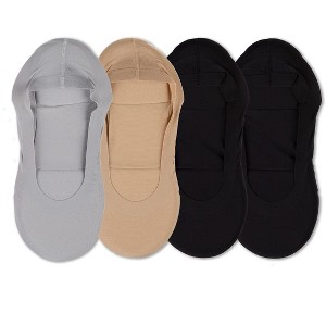 Memoi 4 Pairs Women's Cushioned Fine Edge No-Show Sock Liner - 1 of 2