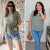 EXLURA Womens Summer Cute Crop Tops Short Sleeve Pleated T-shirts Crewneck Blouse - 3 of 4