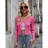 Womens Tie Front Cardigan Long Sleeve Rib Knit Shrug for Dress Sweaters Open Front Crop Tops - 2 of 4