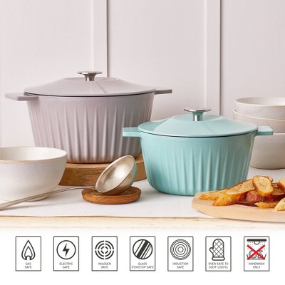 Blue Enameled Cast Iron 5-Quart Ribbed Dutch Oven