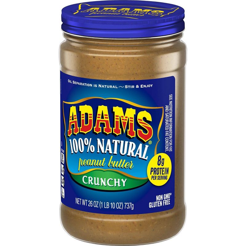 Adams Peanut Butter 100% Natural Crunchy Peanut Butter - 26oz, 3 of 5