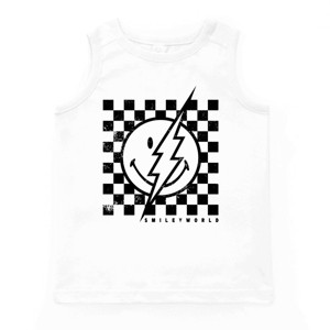 The Juniper Shop SmileyWorld Checkered Lightning Distressed Youth Tank Top - 1 of 4
