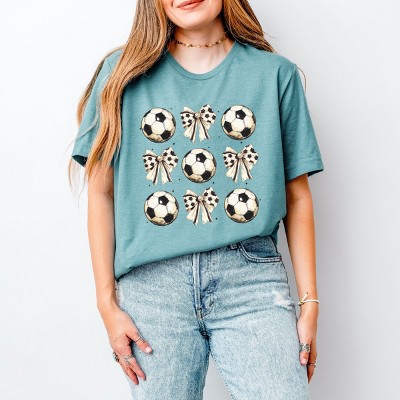 Simply Sage Market Soccer Ball Bows Stacked Short Sleeve Tee