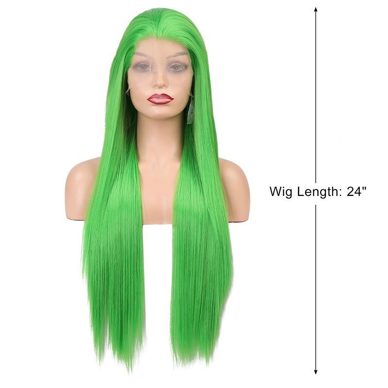 Unique Bargains Women's Long Straight Lace Front Wigs with Adjustable Wig Cap 24" 1 Pc, 2 of 5