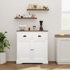 Farmhouse White Buffet Cabinet, 2-Door 2-Drawer Wood Sideboard with Shelves, Coffee Bar Storage for Dining & Living Room - 2 of 4