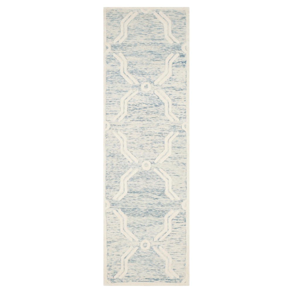 2'6inx8' Runner Light Blue/Ivory Abstract Tufted - Safavieh