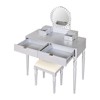 FONTOI Luxury Vanity Table with Height-Adjustable Mirror, Round Mirror, Dressing Table with Round Mirror for Bedroom, Silver, 17.7"*29.9"*39.4" - 4 of 4