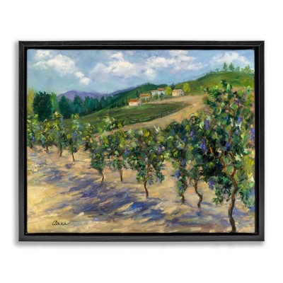 Stupell Industries Rural Vineyard Painting Black Framed Floater Canvas Wall Art