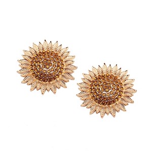 SOHI Women's Gold Sunflower Stud Earrings - 1 of 3